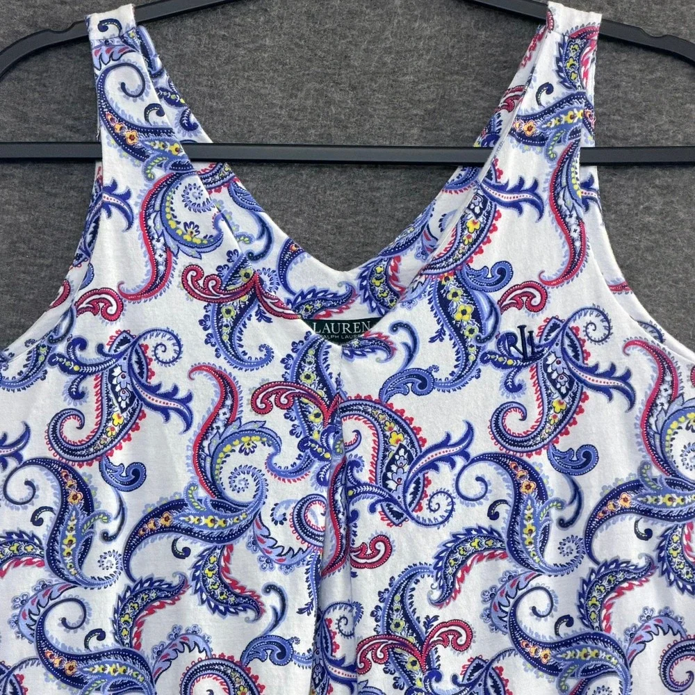 Lauren Ralph Lauren Womens S Paisley Cotton Night Dress Summer Boho Cover Up